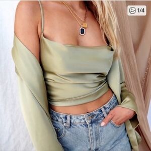 12th Tribe Green Sleek Camisole Top Size S Nwt